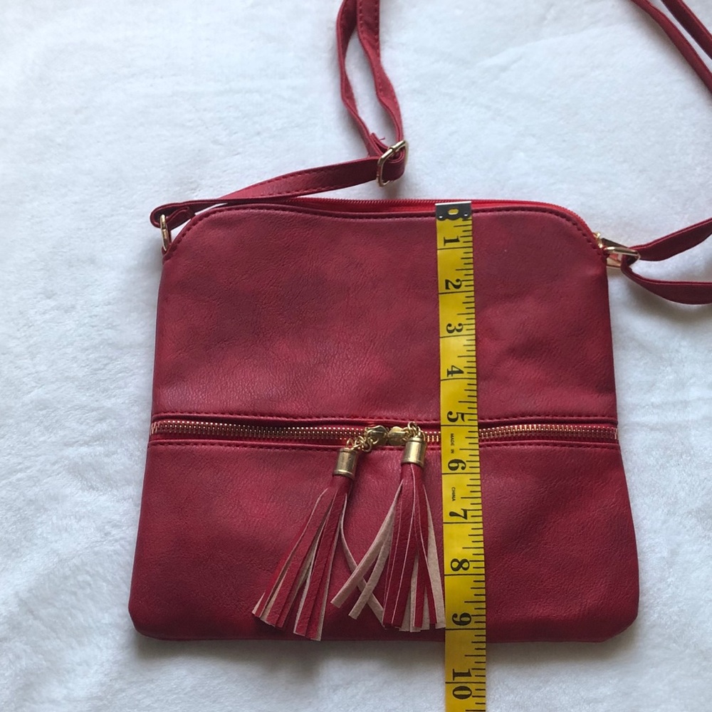 NWT Red Crossbody Purse with zipper tassels - Picture 6 of 8